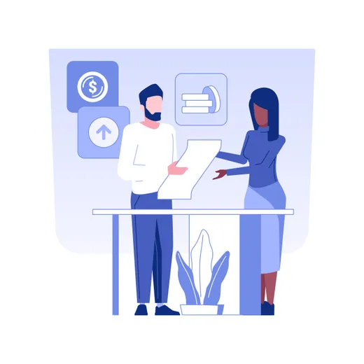 Calgary business incorporation services illustration with two people reviewing corporate setup documents